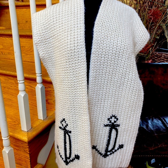 J Crew Wool Knit Anchor Scarf - Picture 1 of 5
